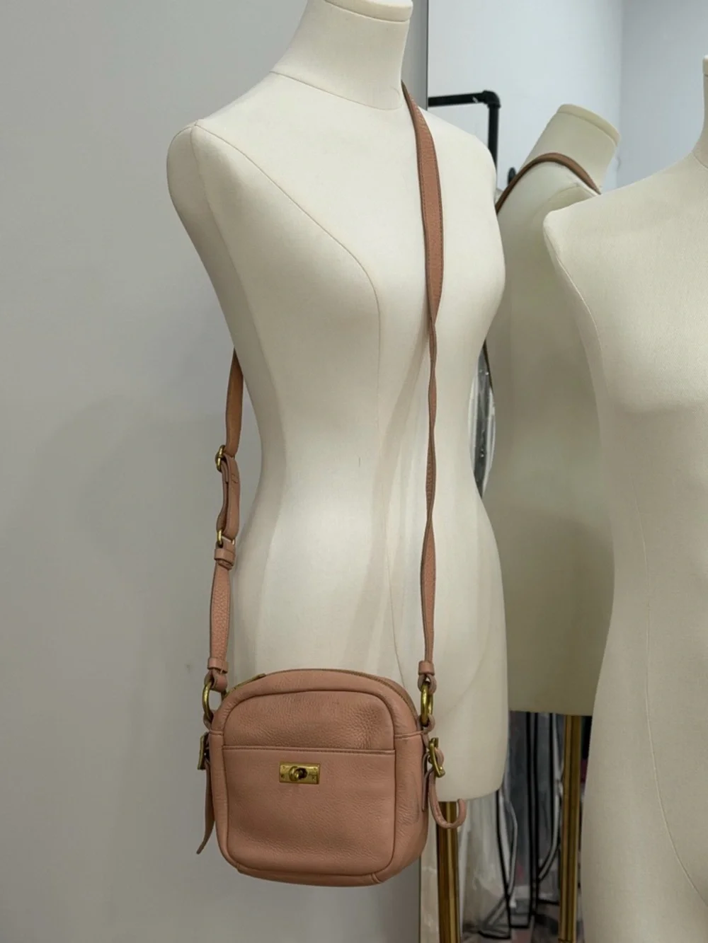 J.Crew Blush Pink Pebbled Leather Camera Crossbody Bag